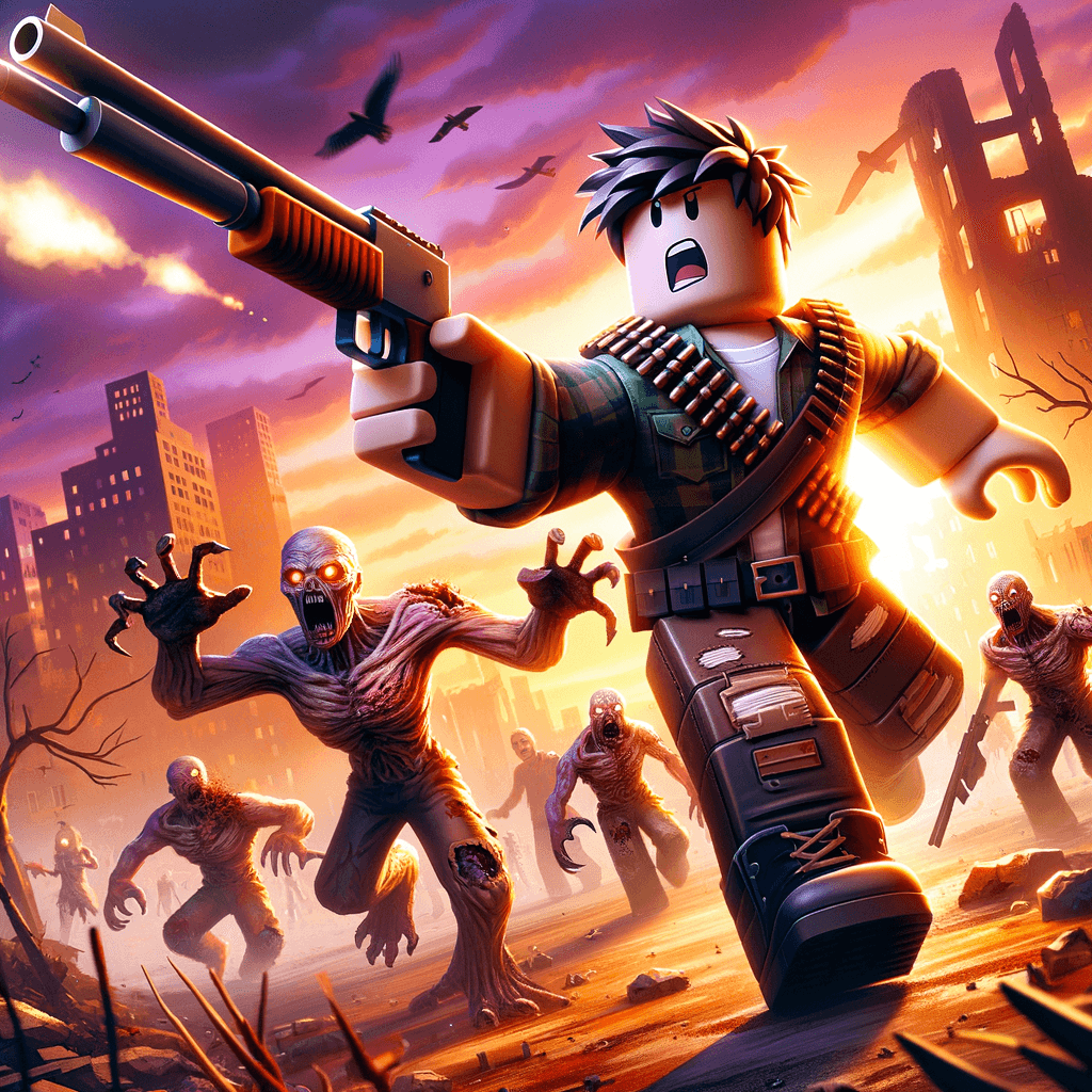 a person running from zombies with a shotgun in his hand