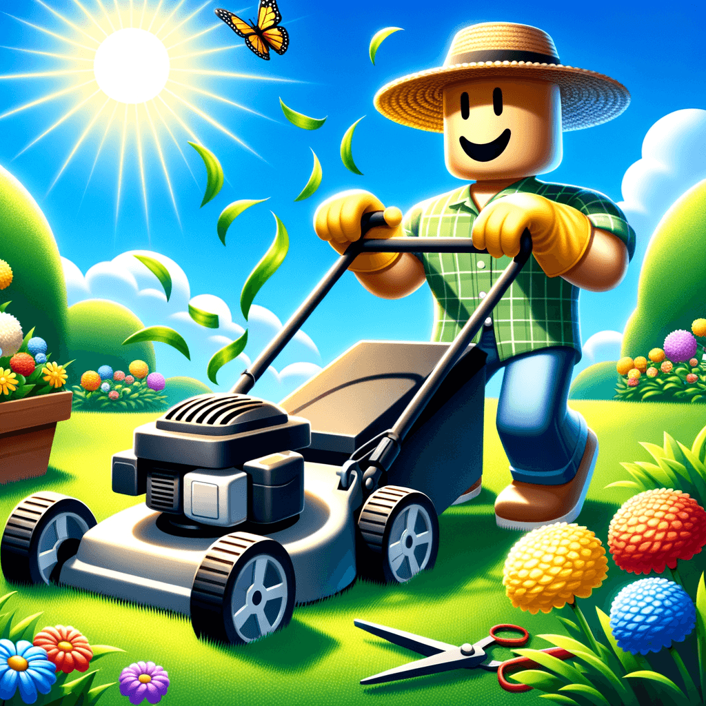 a person mowing the lawn