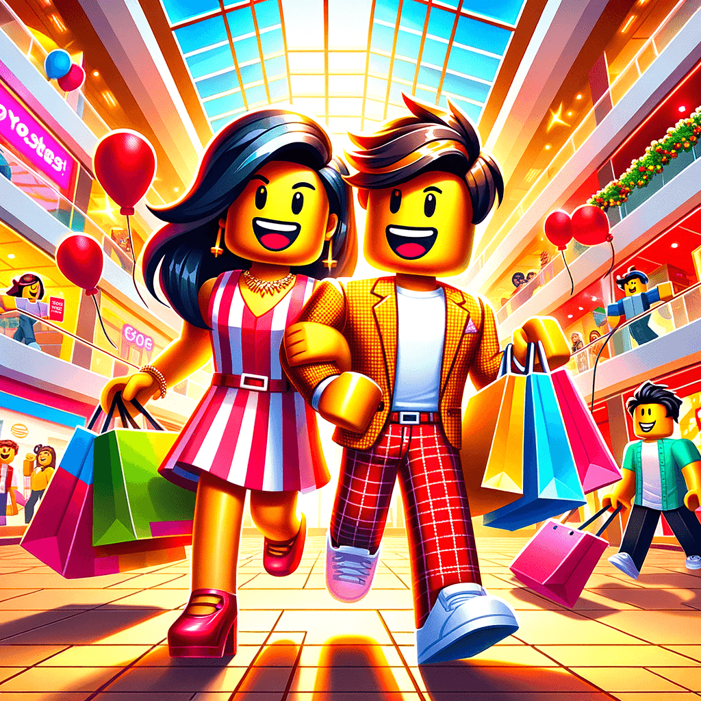 a couple shopping at a mall